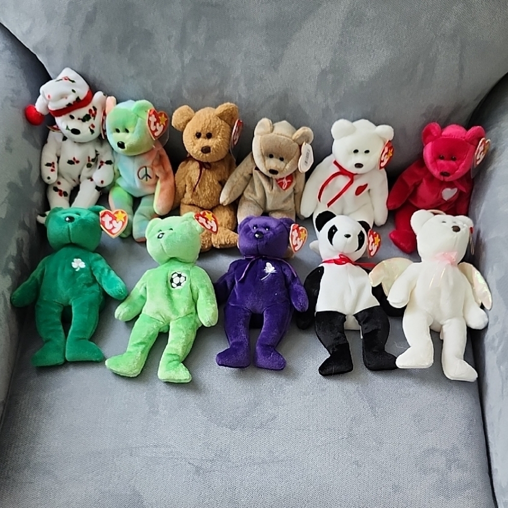 Ty Green and Purple Stuffed Animal Collection
